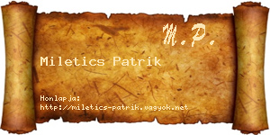 Miletics Patrik névjegykártya